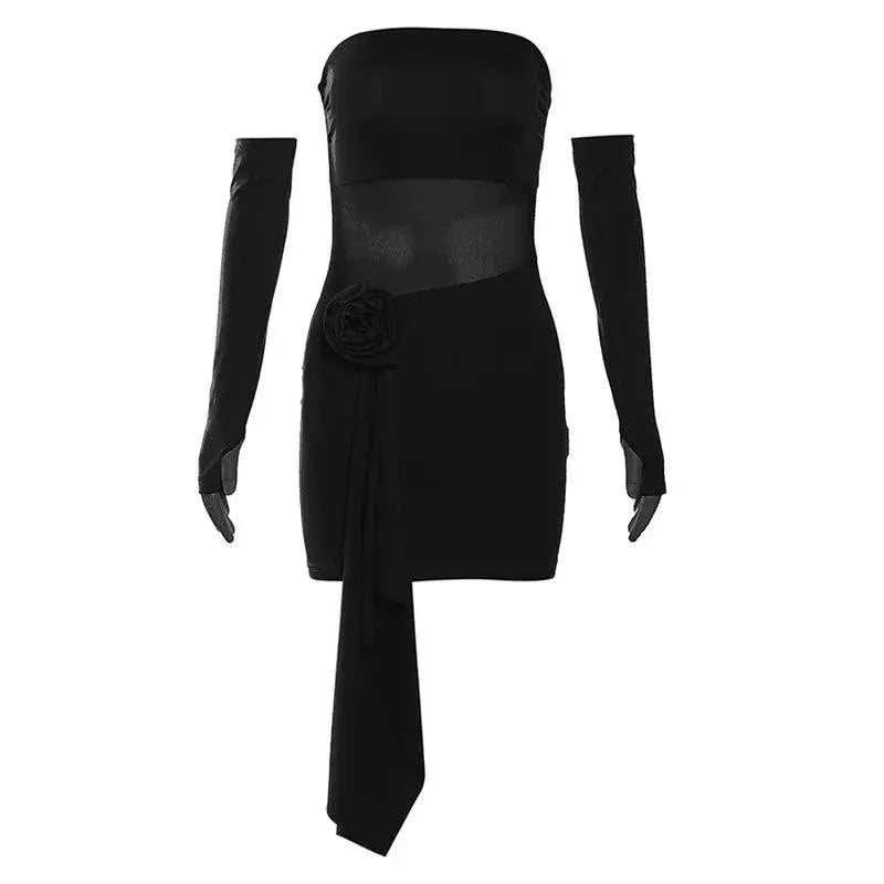 Sylcue Red Mesh Sexy Dress Seductive Elegance Flirty Detail