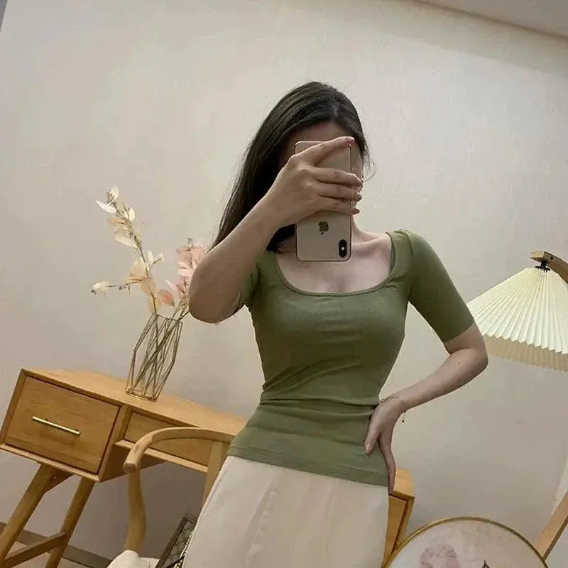 Breathable U-Neck Tee for Women Summer — product view 15