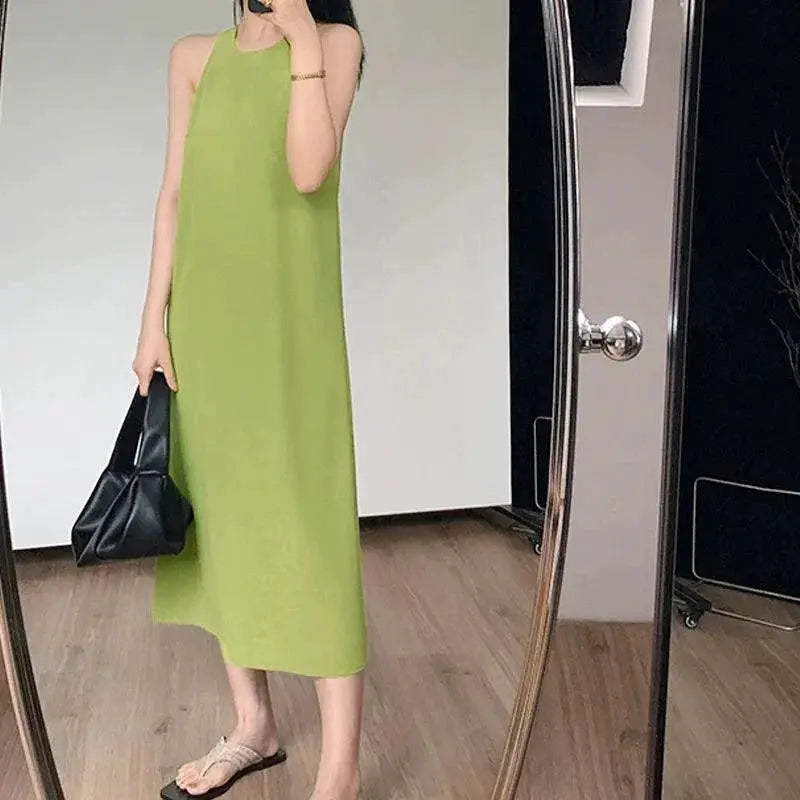 Pure Color Off Shoulder Dress Versatile Summer Chic Style