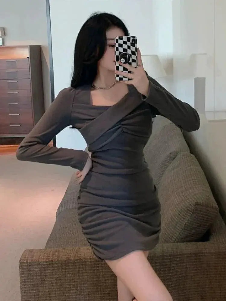Fall Winter Plus Size Ruched Dress Stylish And Comfortable