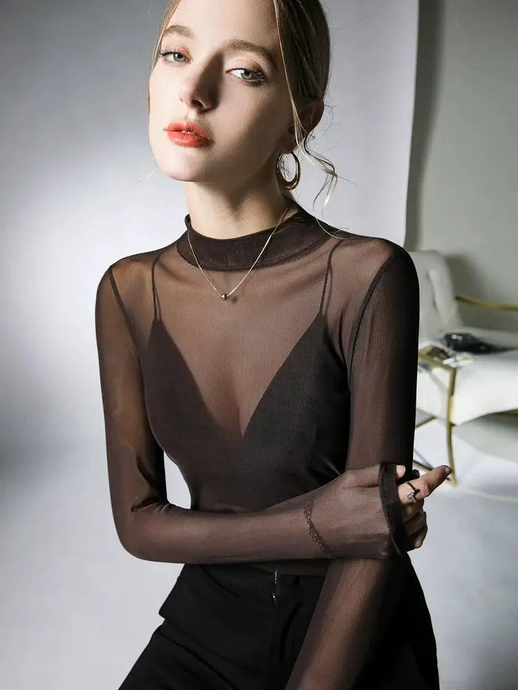 Elegant Mesh Top Sophisticated Spring Style For Women