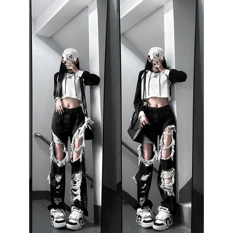 Ripped High Waist Jeans Women Edgy Summer Denim Style Trend