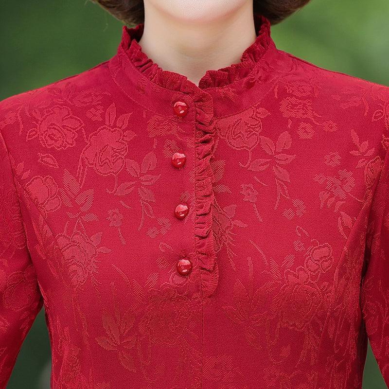 Middle Aged Jacquard Dress for Autumn Style and Comfort