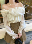 Fairy Collarbone Chic Top Effortless Elegance Blouse
