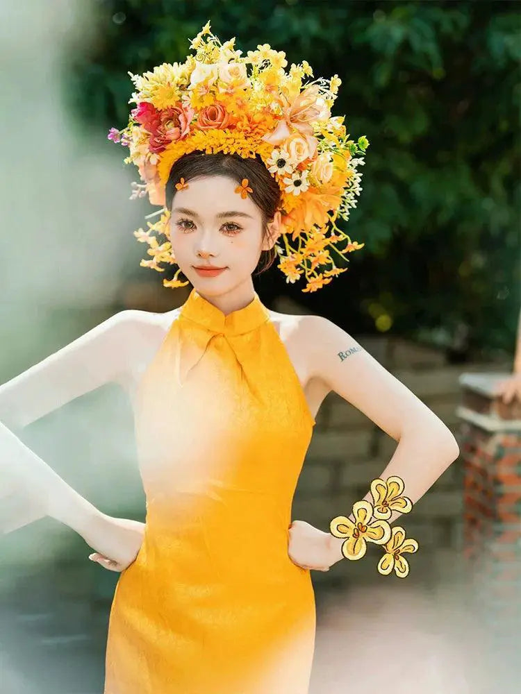 Modern Bride Cheongsam Dress Stylish Halterneck For Events