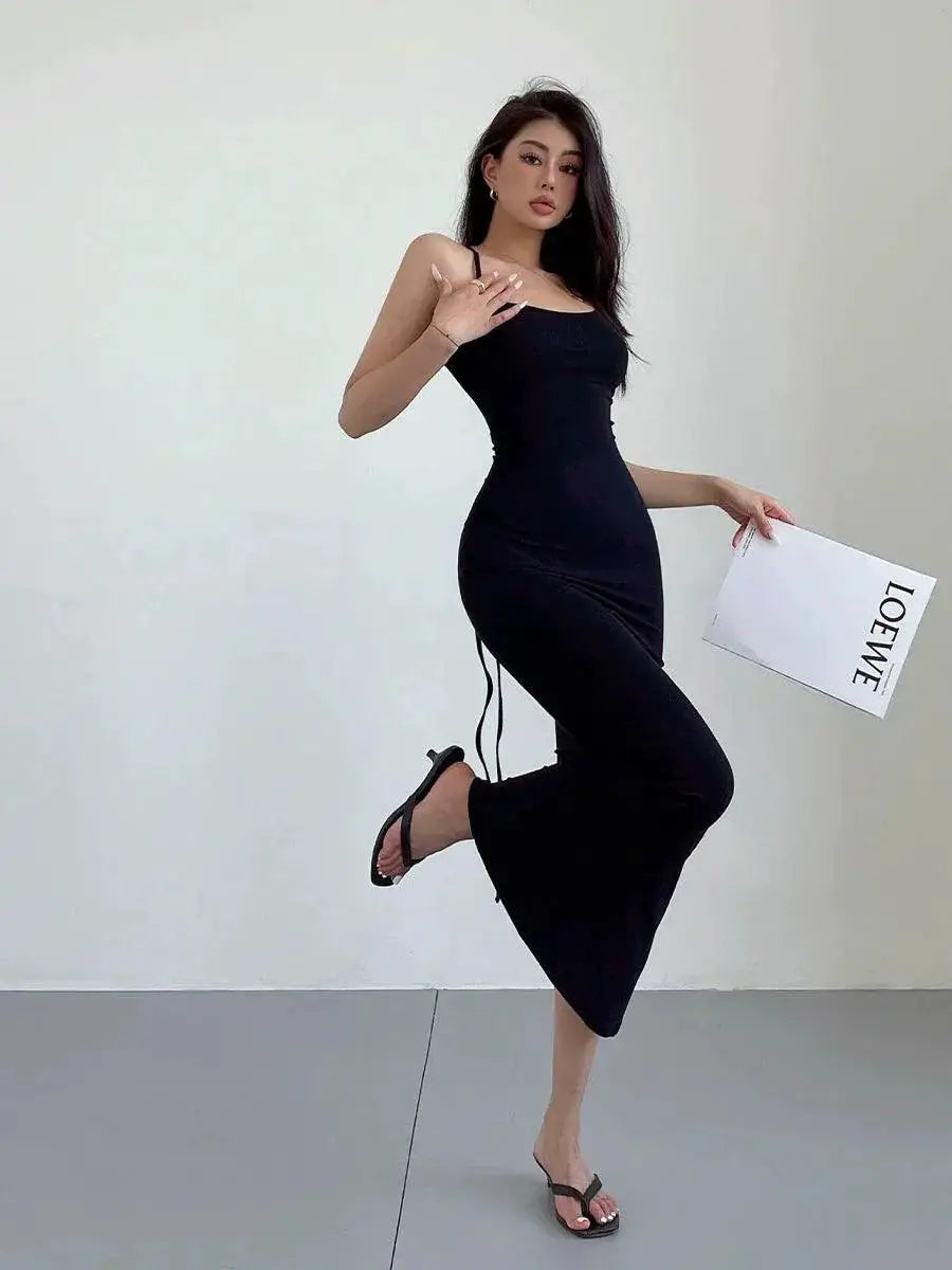 Elegant Lace Up Backless Mermaid Dress Slim Fit Gown