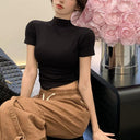 Retro Summer Korean Style Women's Slim Tee Stylish Cotton Top