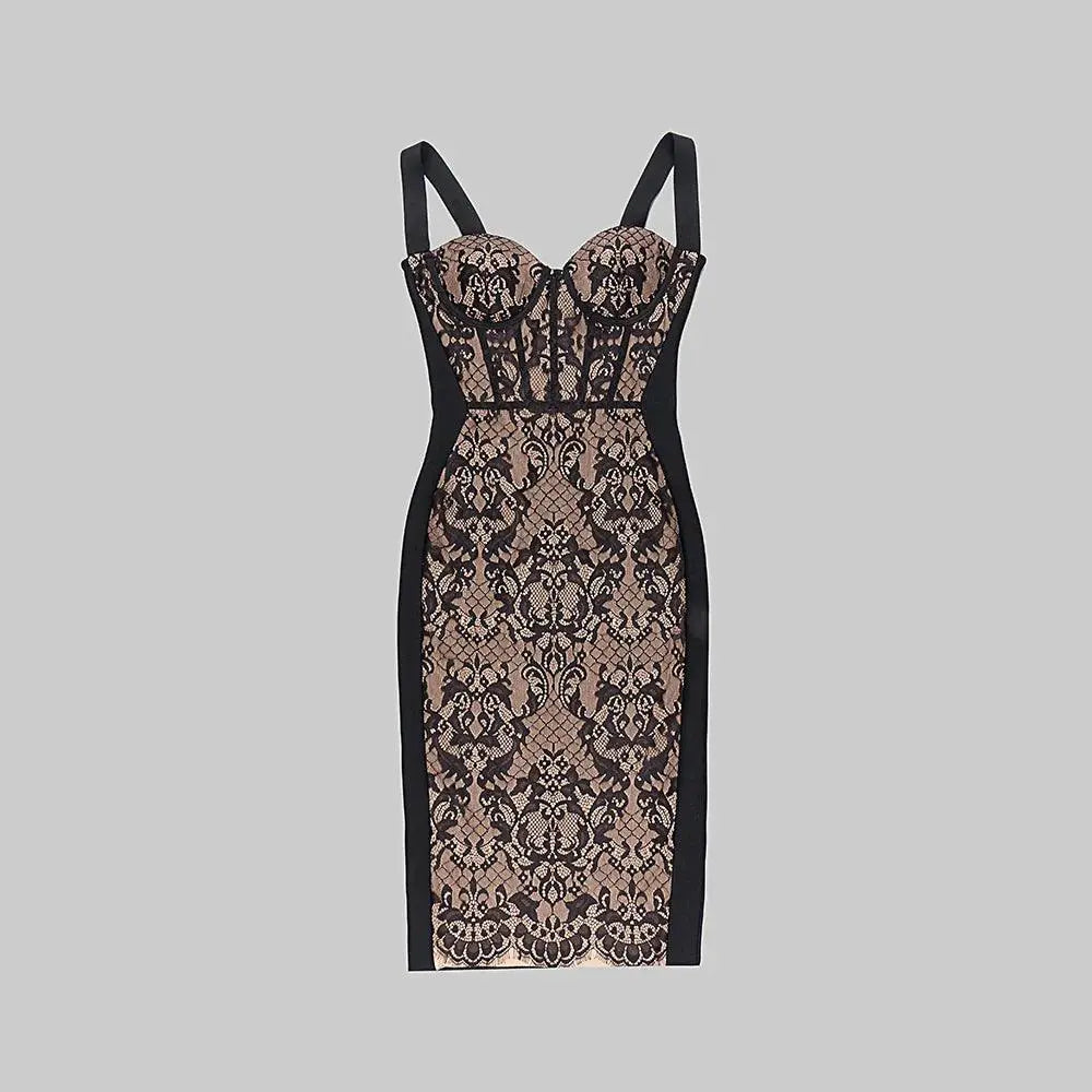 Elegant Lace Bandage Dress For Stylish Evening Wear