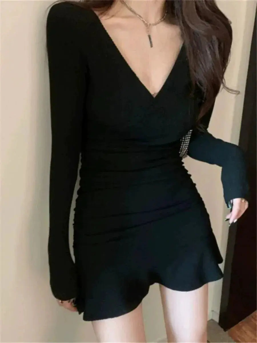 Night Store Black Dress Flattering Fall Style For Women