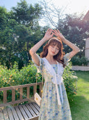 Lu Xiaonai Rabbit Print Dress Summer Princess Charm Style