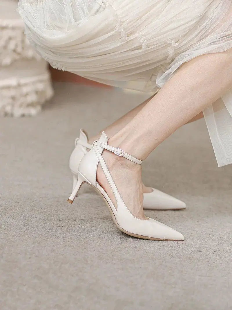 Feiyan Leather Mid Heel Shoes Elegant Versatile Footwear