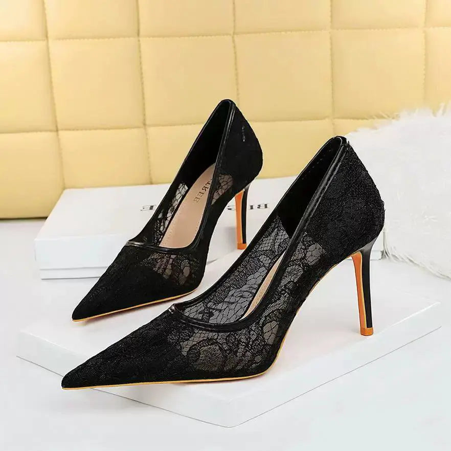Elegant Lace Shoes For Women With Slimming Effect Fashion