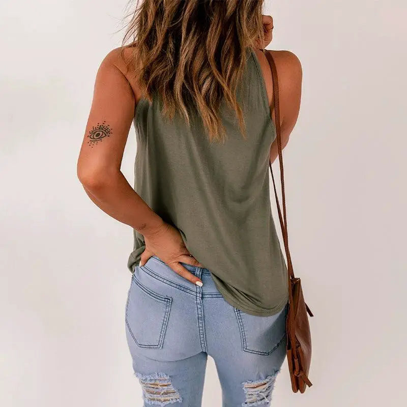 Pure Color Casual Sling Lace Top Vest For Women Everyday
