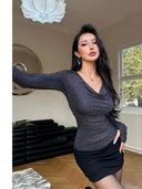 Star River Pure Desire V Neck T Shirt Off Shoulder Top