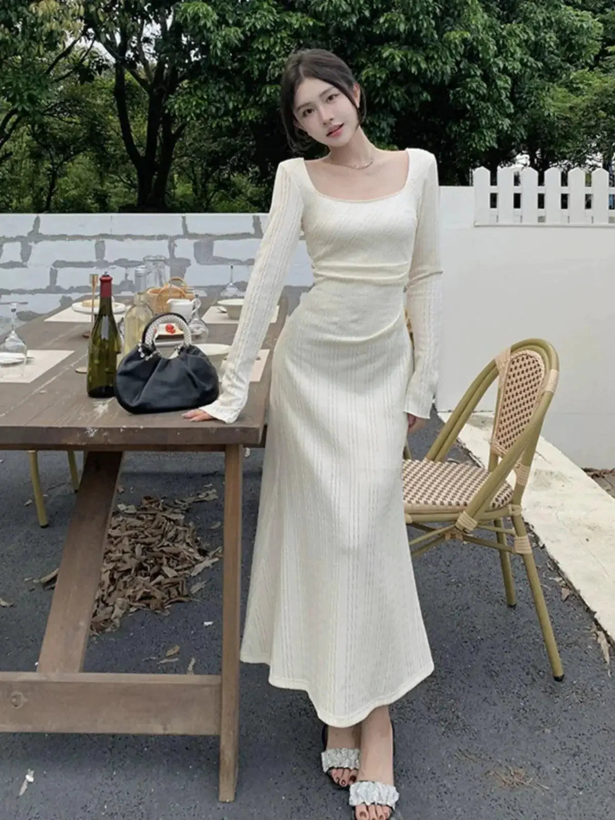 Instahot Purple Dress Chic Slim Fit Square Neck Design