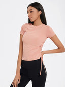 Yoga Exercise Top: Stylish Elastic Fitness Tee for Women