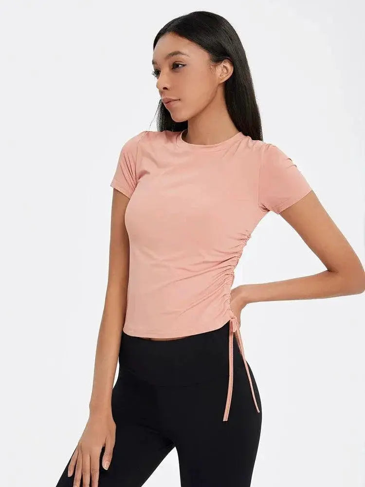 Yoga Exercise Top Elastic Fitness Tee For Women Breathable