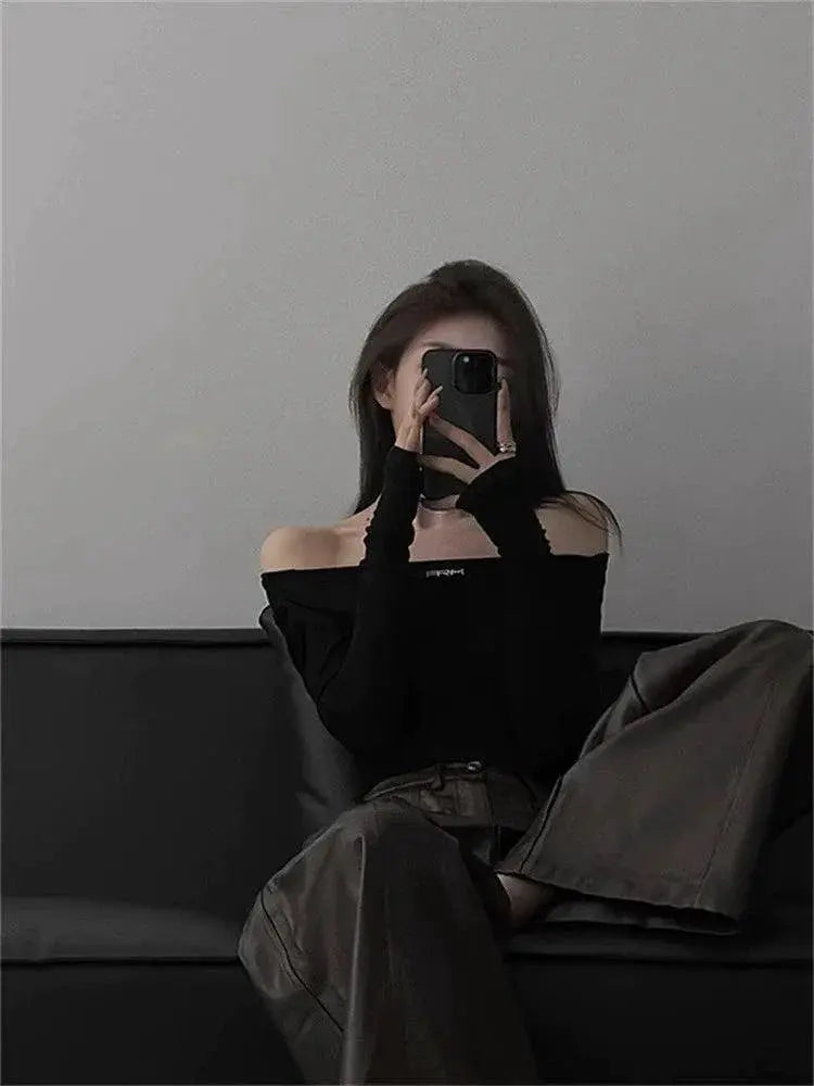 Elegant Autumn Glamour Off Shoulder Top Embrace Youthfulness