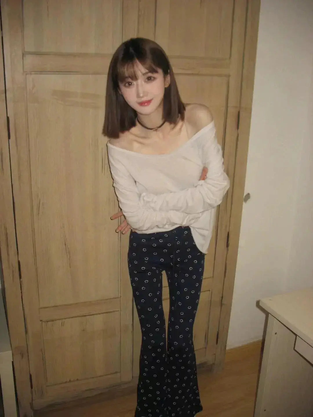 White Chic Korean Style Long Sleeve T Shirt Commuting Top