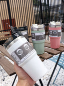 Large Capacity Stainless Steel Thermos Cup with Straw Coffee Cup