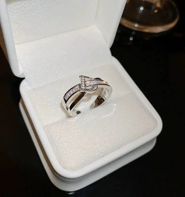 D-Open Zircon Ring for Women, Adjustable — product view 11