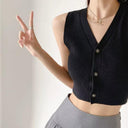 Spring Retro V-neck Vest Chic Street-Style Fashion Upgrade