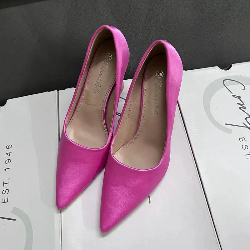 Satin Chunky Heel High Heels for Women Chic Fashion Shoes