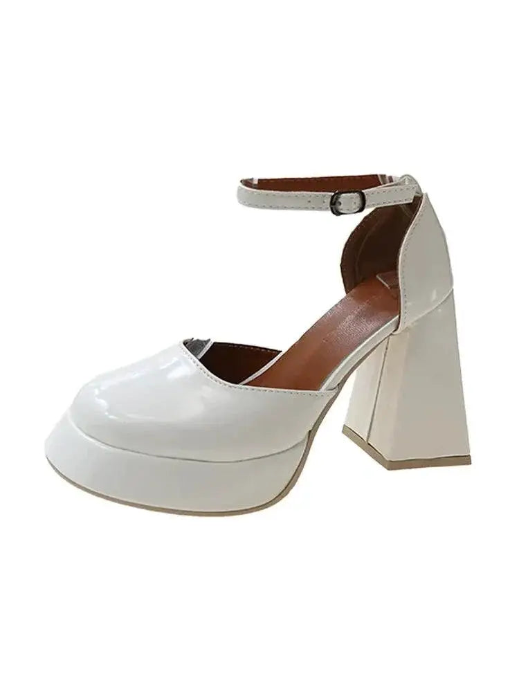 French Retro Hollow High Heels Trendy Chunky Sole Fashion