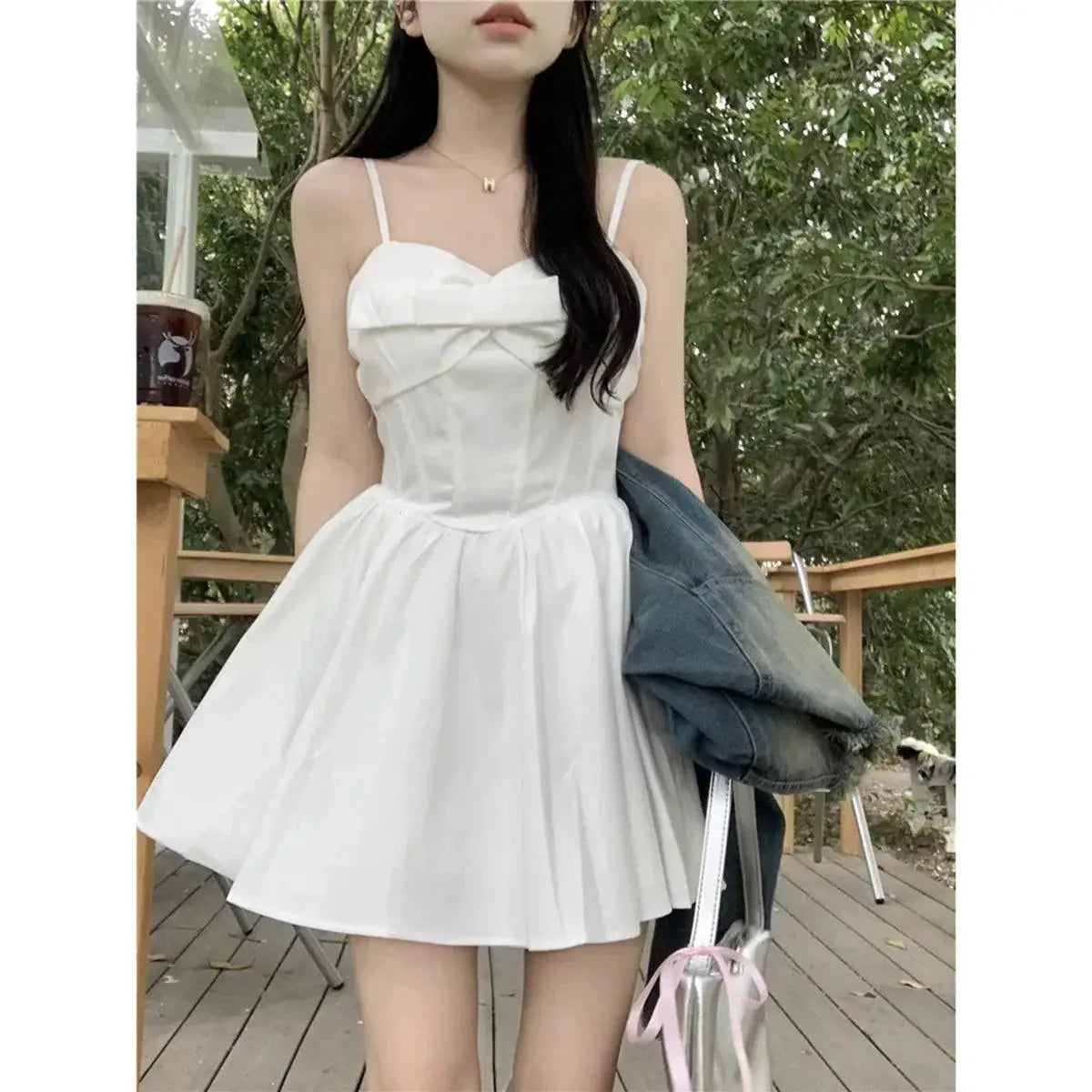 Breathable White Sling Dress for Spring — product view 8