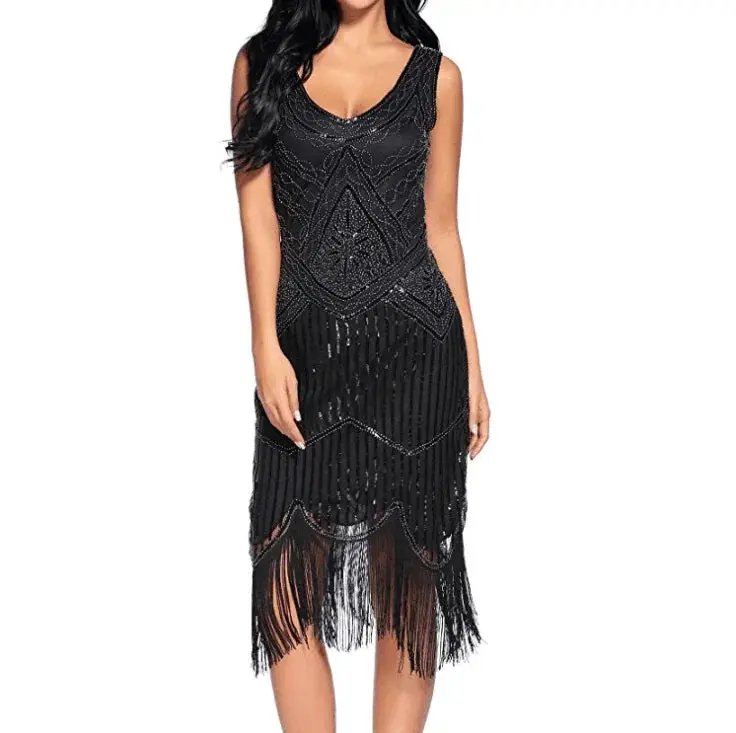 Shimmering Sequin Tassel Dress Glamorous Evening Wear