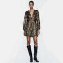 Laminated Metal Mini Dress: Urban Elegance And Edginess