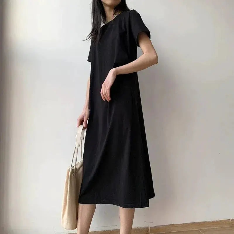 European Chic Cotton Dress Modern Korean Style Elegance