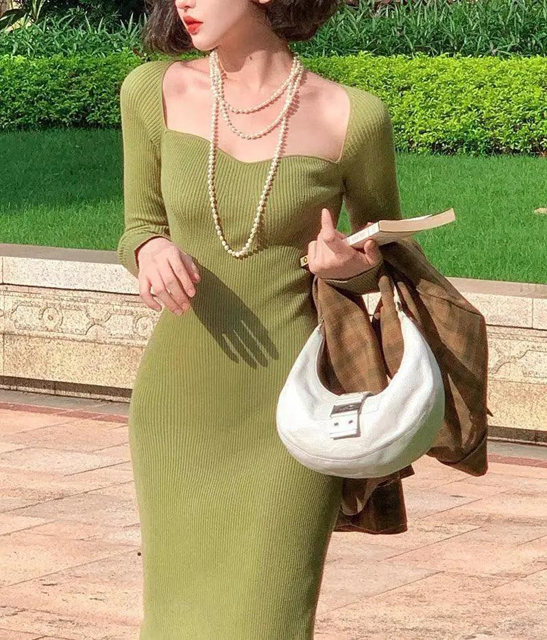 Autumn Petal Collar Off Shoulder Dress Retro Chic Statement