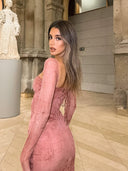 Insdoit Lace Bodycon Dress Retro Chic Winter Fashion