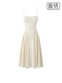 Ruched French Retro Square Collar Steel Ring Suspender Skirt