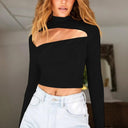 Hollowed Base Shirt: Contemporary Splicing Fashion Essential