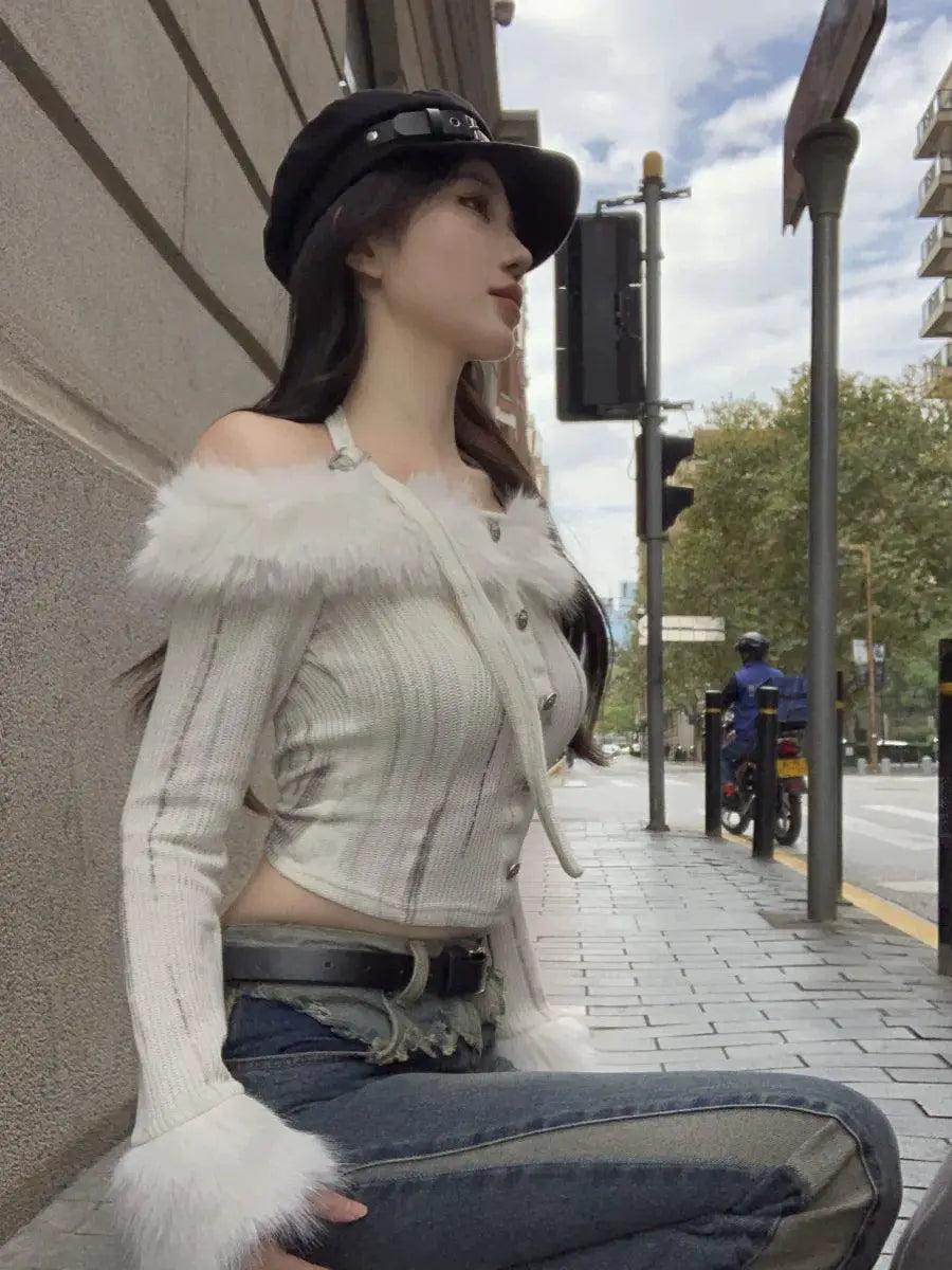 Chic Off Shoulder Korean Style Sweater Trendy Pullover