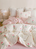 Young Adult Heart Little Flower Cotton Bed Sheets Set
