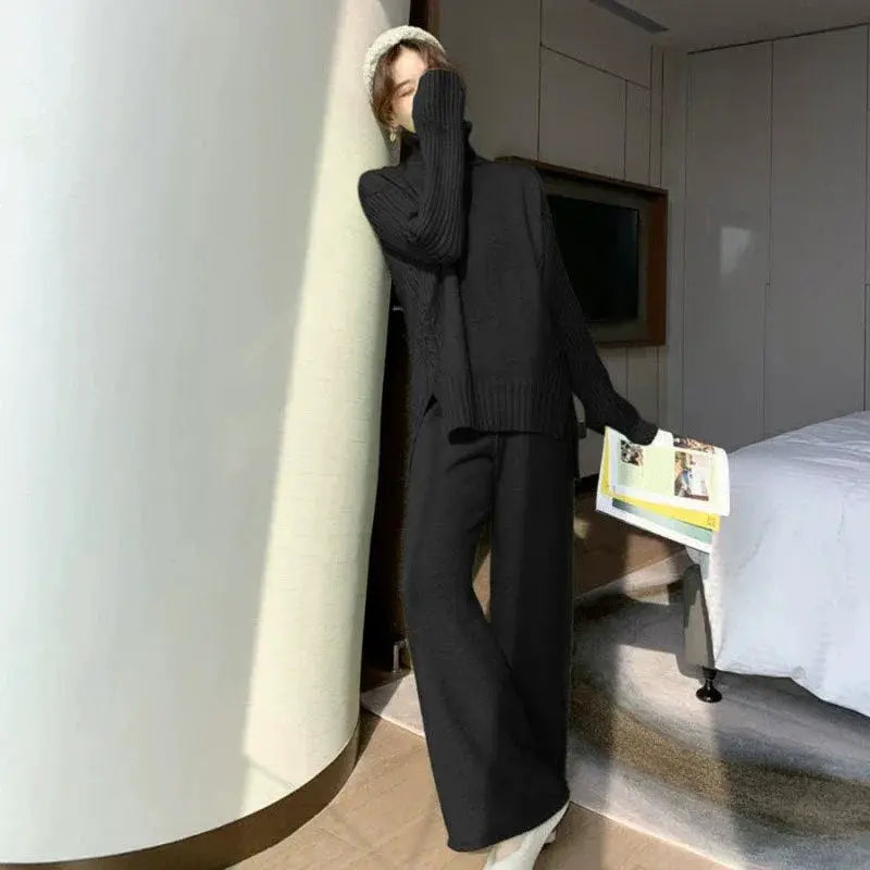 First Line Brand Label Cut Womens Fall Winter Two Piece Set