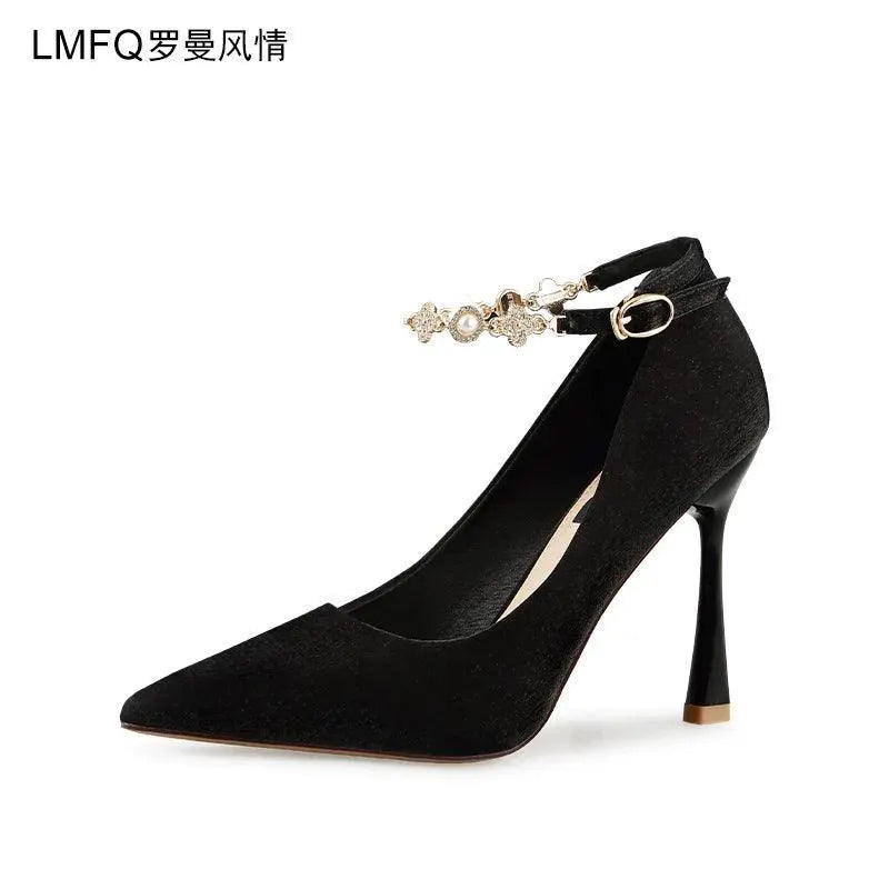 Spring Stiletto Heels Korean Style With Buckle Strap