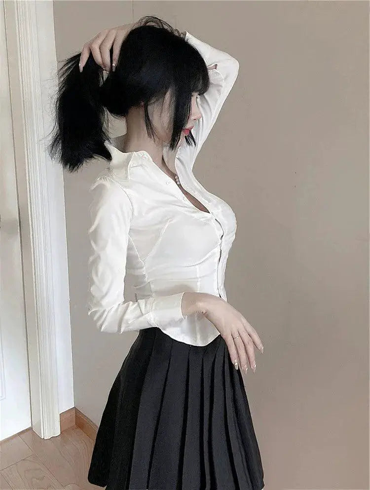 White Shirt Pure Desire Slim Fit Korean Style Fashion