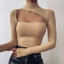 Hollowed Base Shirt: Contemporary Splicing Fashion Essential