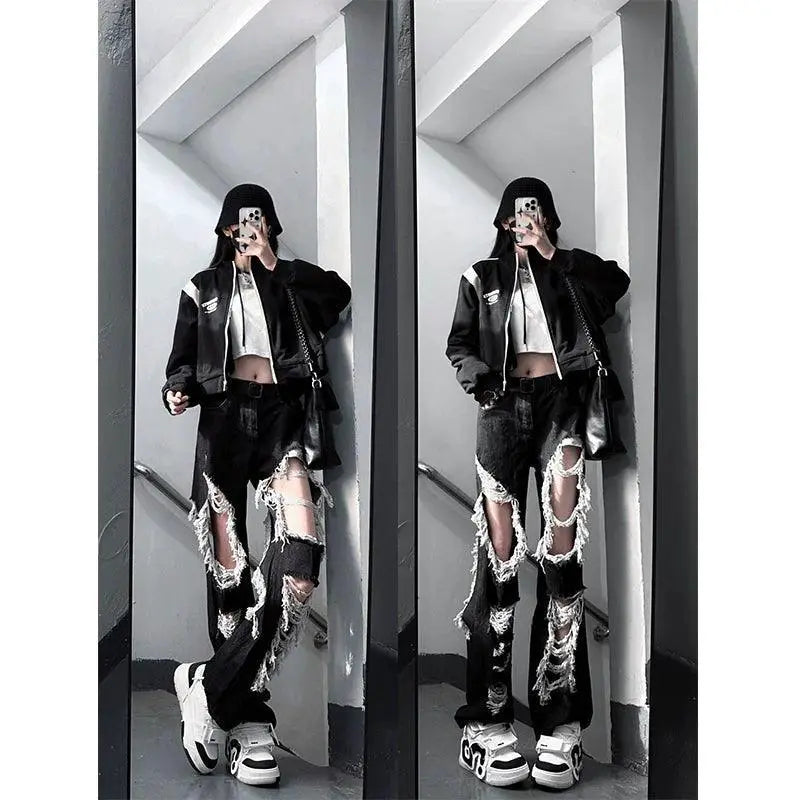 Ripped High Waist Jeans Women Edgy Summer Denim Style Trend