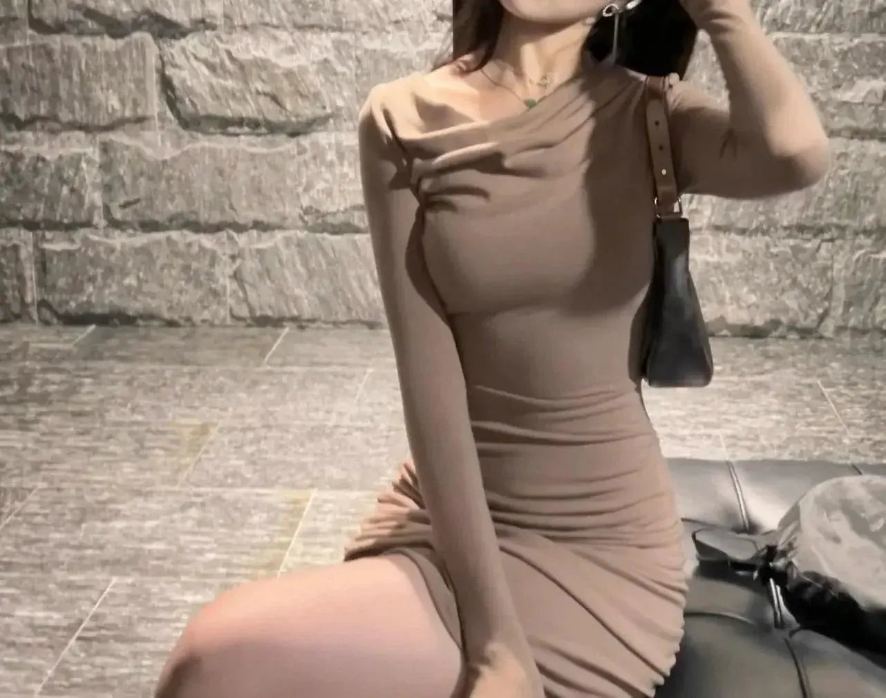 Brown Stacked Pleated Dress Versatile Fall Style Outfit