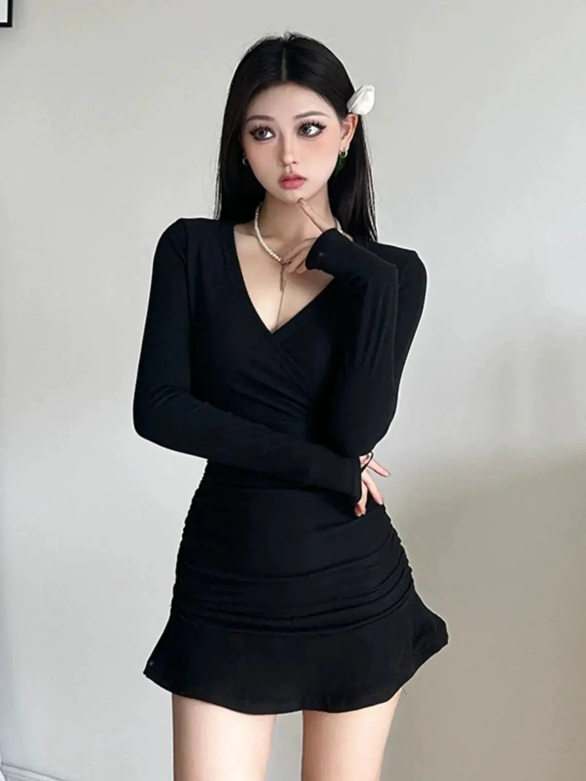 Gagaopt V Neck Dress For Sophisticated Autumn Fashion