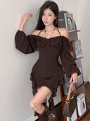 French Fishtail Dress Autumn Elegance Modern Chic Style