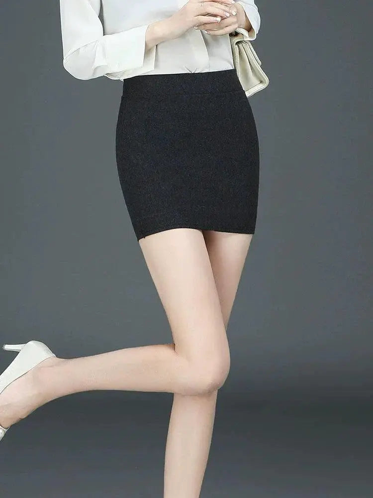 Chic Gray Elastic Skirt Modern Woman Fashion Upgrade
