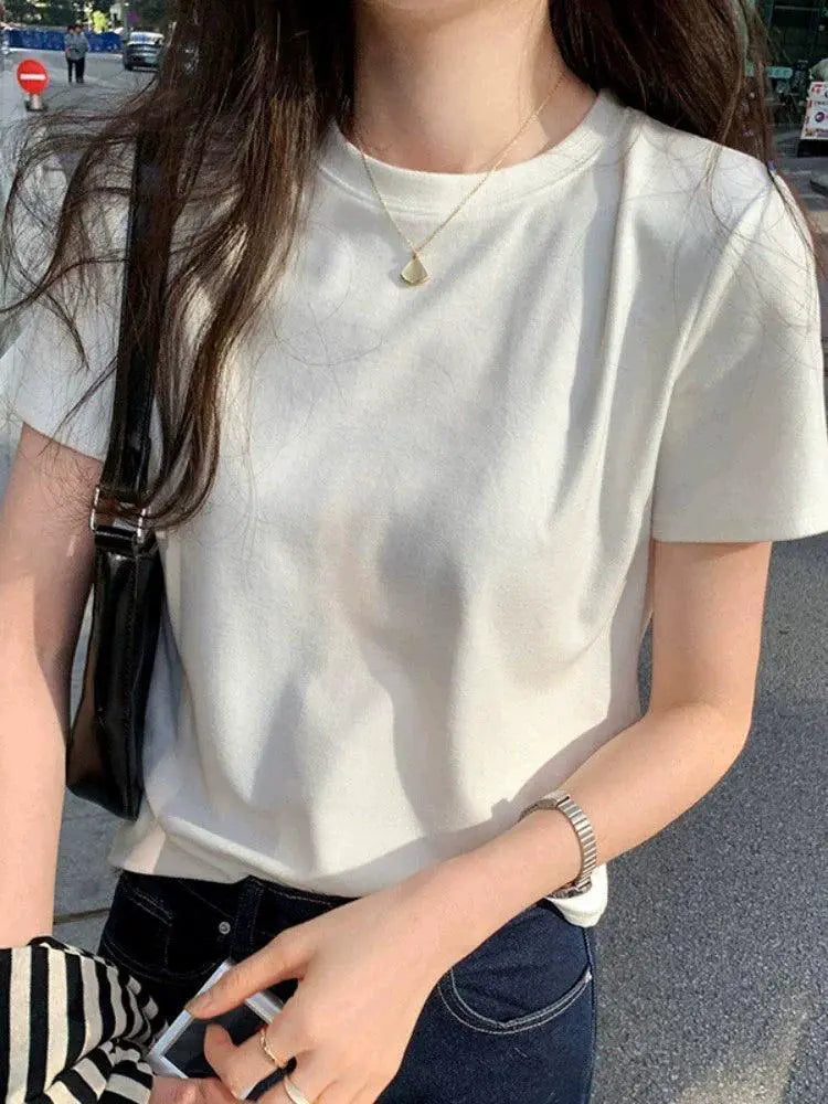 Korean Style Urban Chic White Shirt Embroidered Tee