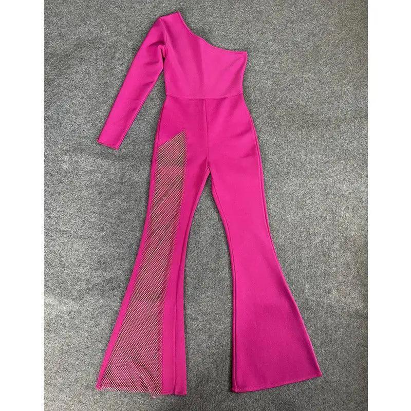 Sultry Sheer One Shoulder Jumpsuit Elegant Versatile Style