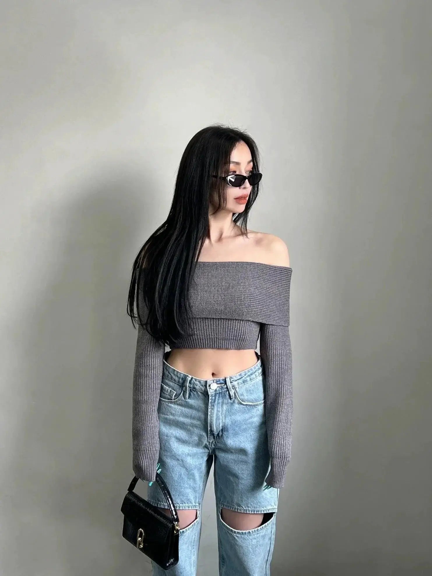 Knitted Off The Shoulder Top Chic Fashion Spring 2023